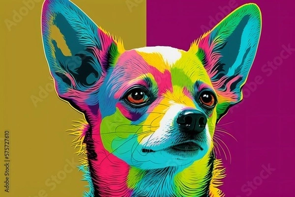Fototapeta Colorful Pop Art Background with Cute Dog, generative ai