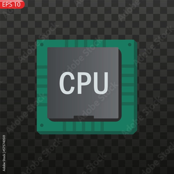 Obraz Vector set Icon of computer chips. The processor has the inscription: CPU, chip, micro-chip, processor