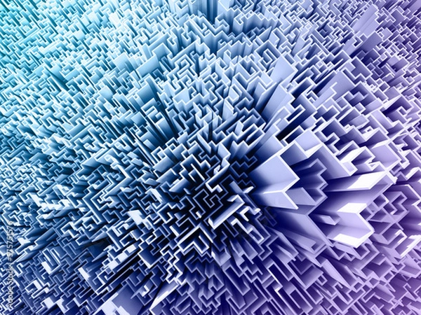 Fototapeta Infinite maze mega city: technology and development concepts, original 3d rendering