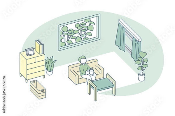 Fototapeta 自宅のリビング。プライベートな時間