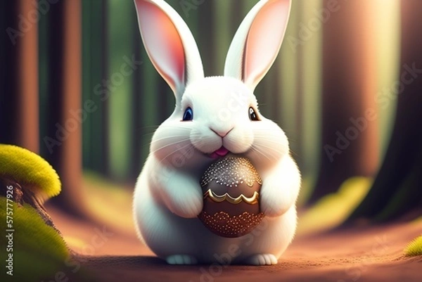 Fototapeta easter bunny with easter eggs