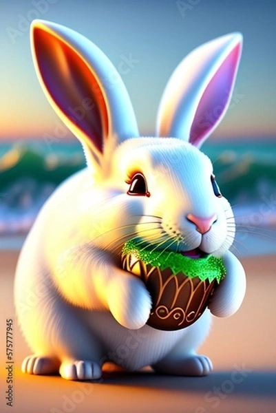 Fototapeta easter bunny with easter eggs