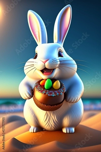 Fototapeta easter bunny with easter eggs