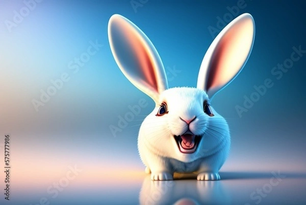 Fototapeta white rabbit with a bow