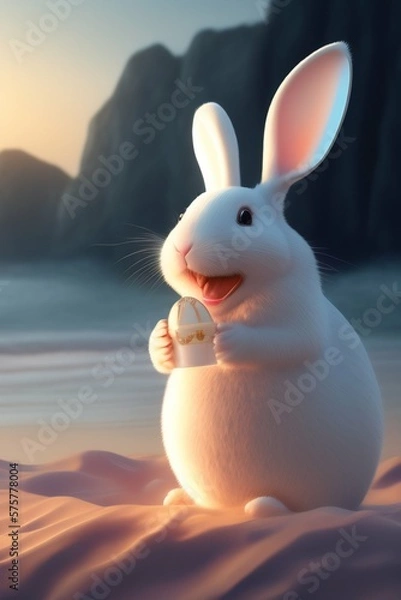 Fototapeta easter bunny on the beach