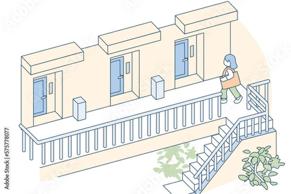 Obraz マンションの入り口。階段の上の玄関