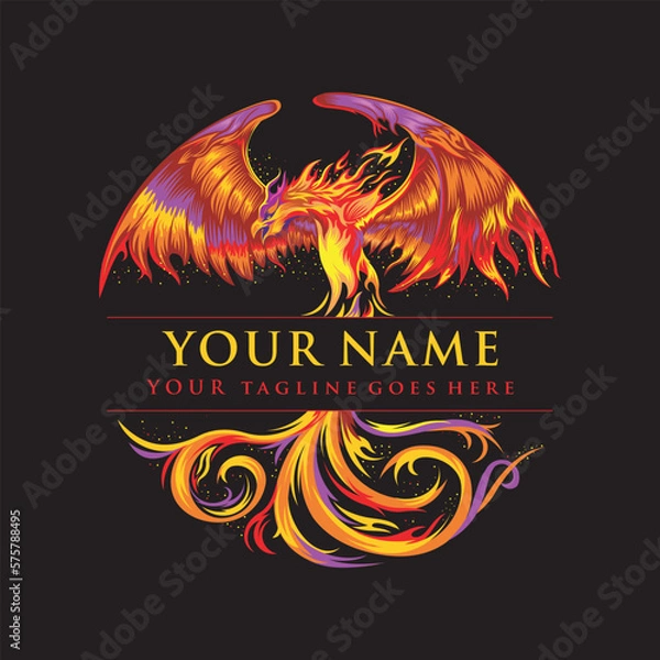 Fototapeta black background phoenix logo vector