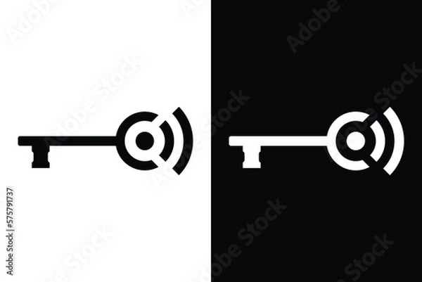 Fototapeta Signal with a key on black and white background. Very suitable for symbol, logo, company name, brand name, personal name, icon and many more.