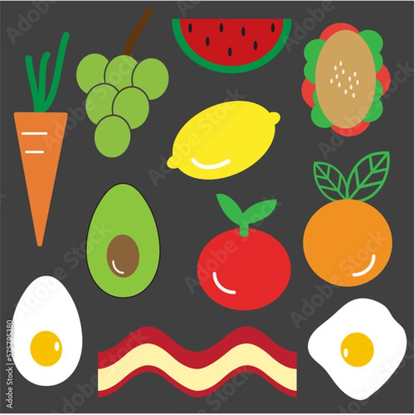 Fototapeta a set of simple food vector graphics