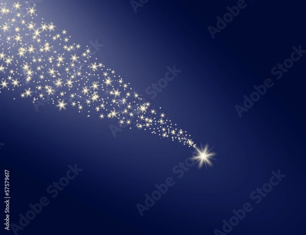 Obraz Falling star on the night sky blue background
