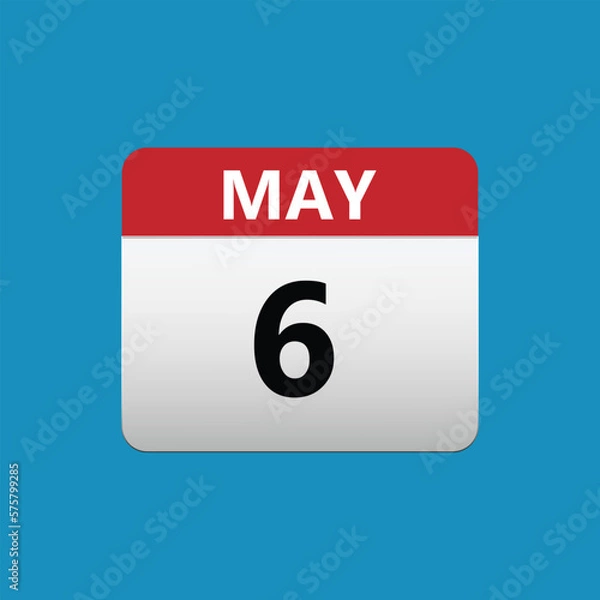 Fototapeta 6th May calendar icon. May 6 calendar Date Month icon vector illustrator