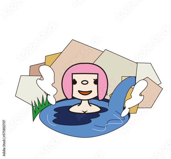 Obraz 温泉と女の子