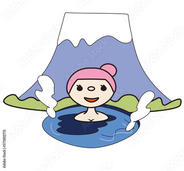 Obraz 温泉と女の子