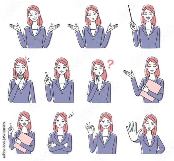 Obraz スーツ姿の若い女性のセット