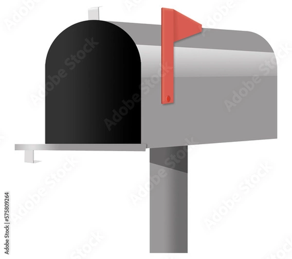 Fototapeta Here is a rural mailbox with a red flag isolated on a transparent layer.