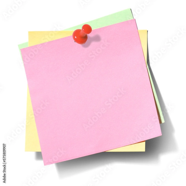 Fototapeta 画鋲で留められた、カラフルな紙片