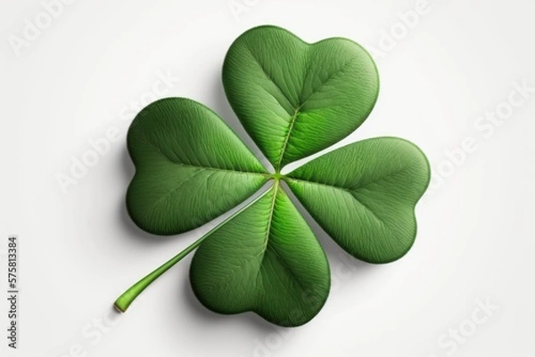 Fototapeta four leaf clover isolated, white background, generative ai