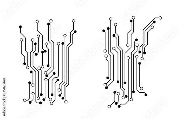 Fototapeta The vector circuit board and communication concept on a white screen for technology background