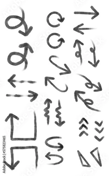 Obraz 絵の具風手書きの矢印詰め合わせ