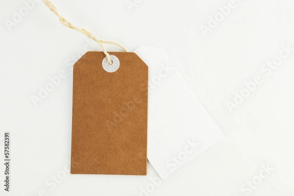 Fototapeta Blank tag label on white background