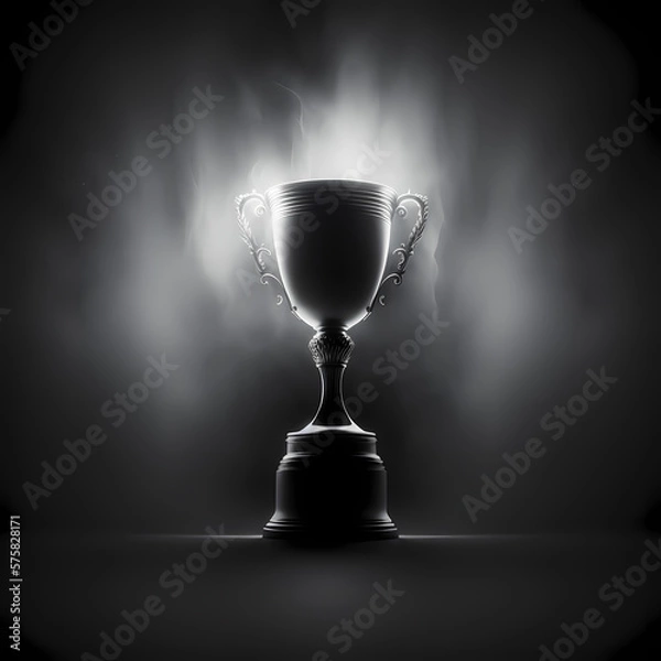 Fototapeta Champion Trophy On A Black Backgound. Generative AI