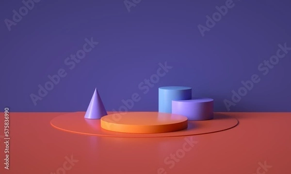 Fototapeta 3D rendered geometric booth background