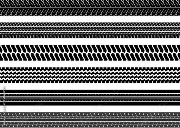 Obraz 車のタイヤの轍　トレッドパターン　セット