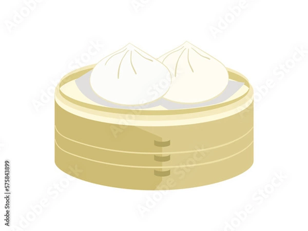 Fototapeta せいろに入った点心、豚まん