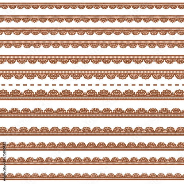 Fototapeta くすみカラーと春色フリルラインサイズ違い素材セット