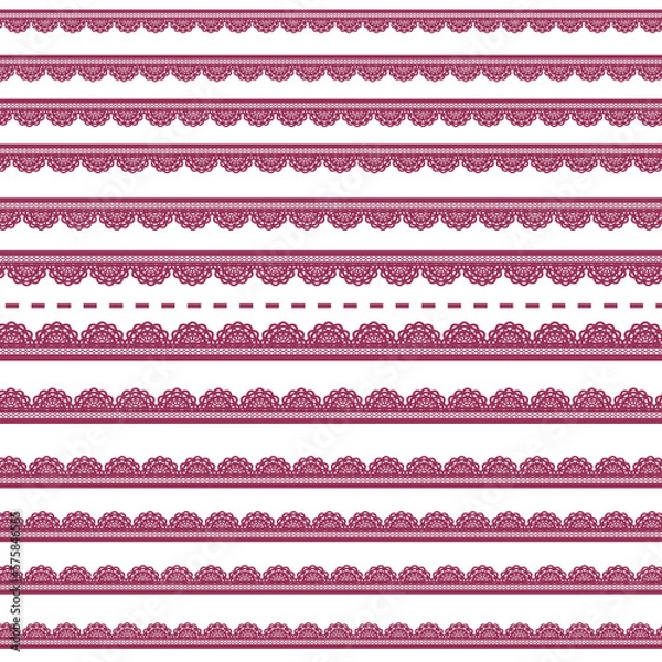 Fototapeta くすみカラーと春色フリルラインサイズ違い素材セット