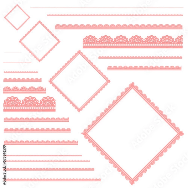 Fototapeta モダン大人カラーひし形サイズ違いフリルラインセット