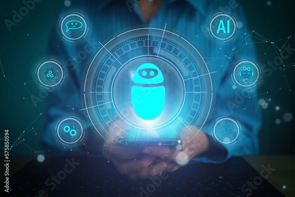 Fototapeta Chatbot smart intelligence Ai. Chat with AI Artificial Intelligence, developed by open AI generate