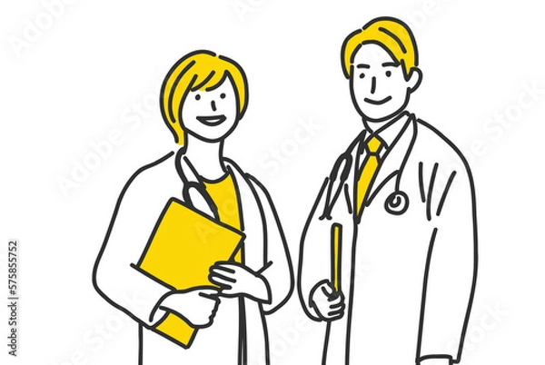 Obraz 2名の医療スタッフのイラスト