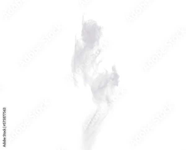 Fototapeta Grey smoke cloud, fog or smokey flare and realistic vector of steam or gas, mist explosion with a powder spray and a design element texture isolated on a transparent and png background