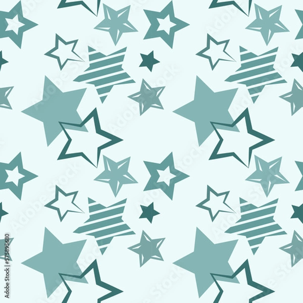 Fototapeta Seamless vector pattern with stars on light background, decorative wallpaper, fabric print.