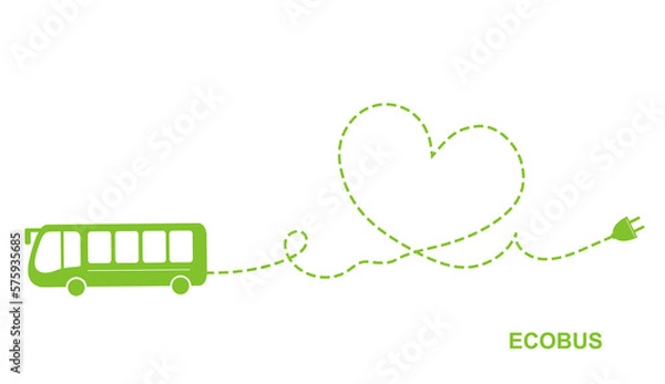 Fototapeta Vector illustration of electric green bus sign