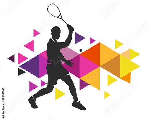 Fototapeta Creative squash sport background illustration for use as a template for flyer or for use in web design.