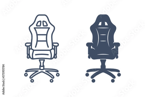Fototapeta Gaming chair icon. Linear icon and glyphicon. Esports equipment. Armchair. Vector isolated illustrations