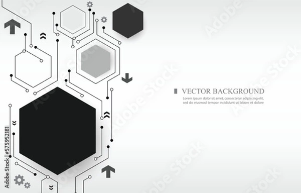 Obraz White technology vector background.computer network.geometric hexagon shape.conection concept
