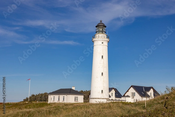 Fototapeta Hirtshals lighthouse . It was built in 1863 in a late classicist style with N.S. Nebelong as architect and C.F. Rough as an engineer.Denmark,Scandinavia,Europe