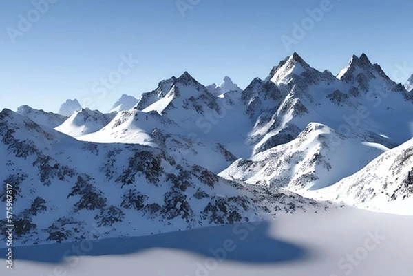 Fototapeta Snowy mountains Isolate on white background 3d illustration. Generative AI