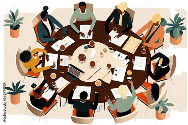 Obraz Business people at the meeting - illustration created with Generative AI technology