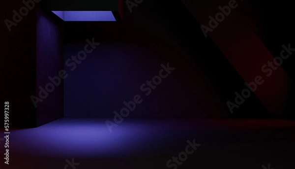 Fototapeta empty abstract industrial concrete interior. concrete floor and dark room. 3d illustration