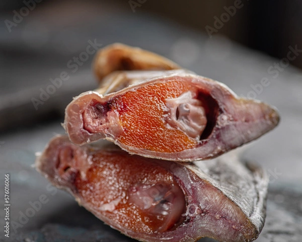 Fototapeta Salted dried roach fish. Fish appetizer for beer