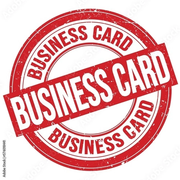 Fototapeta BUSINESS CARD text written on red round stamp sign