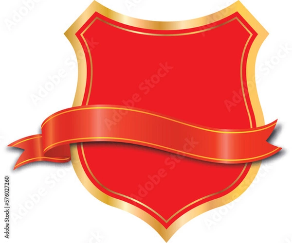 Obraz Gold and red shield icon. Vector