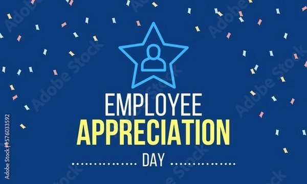 Fototapeta Employee Appreciation Day design with a star and colorful confetti	