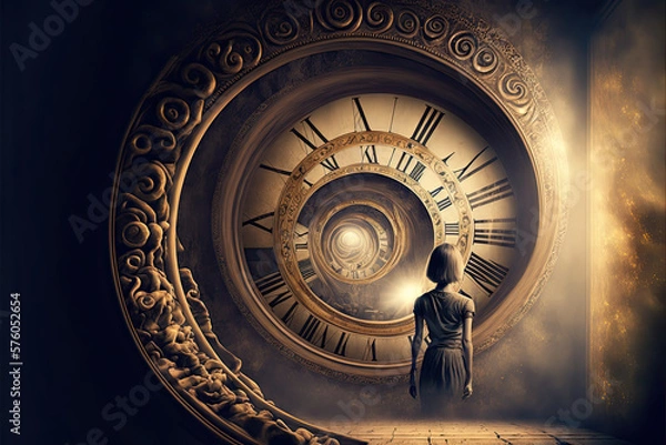 Obraz Past life regression: The practice of using hypnosis or other techniques to access memories of past lives. Past Life Regression Therapy. AI generative