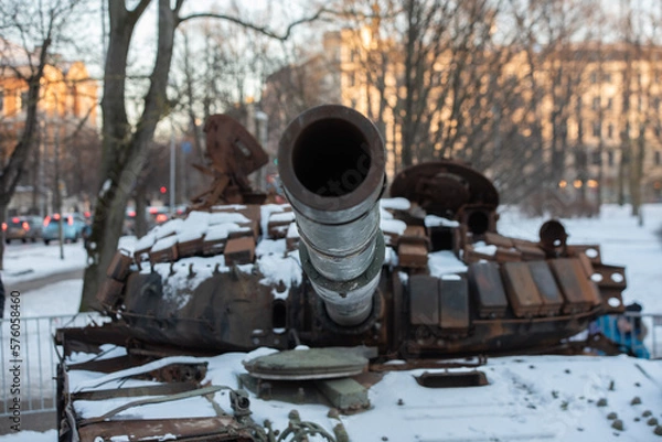 Obraz Damaged Russian tank