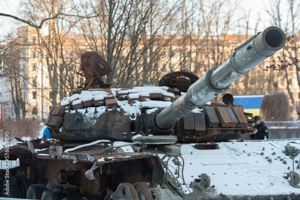 Obraz Damaged Russian tank